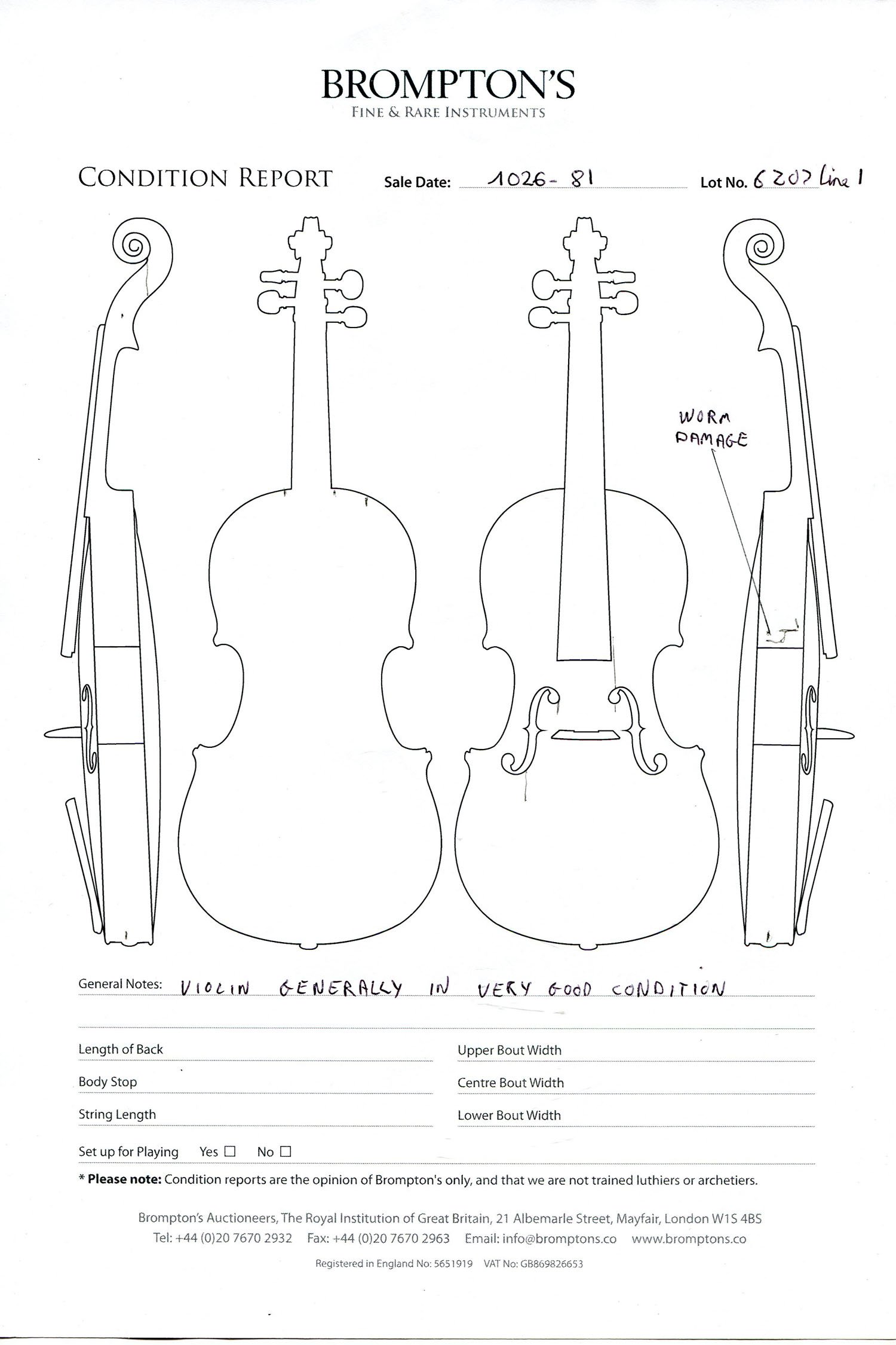 Lot 81 A Fine and Rare Violino Piccolo by Francesco Ruggieri, Cremona